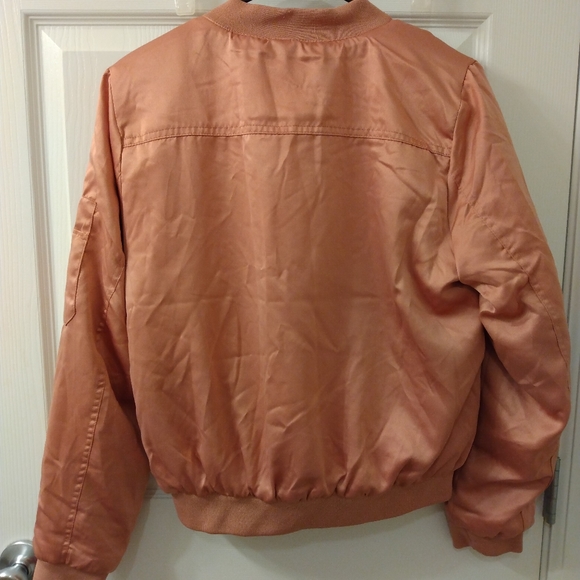 Pink/rose gold silky bomber jacket - Picture 2 of 3